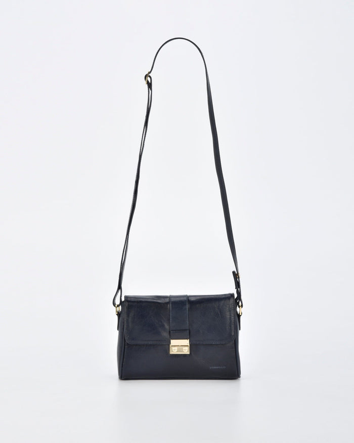 Kotara Classic Leather Crossbody Bag - Navy