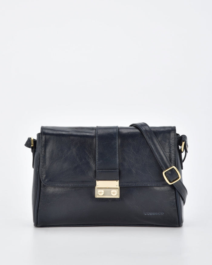 Kotara Classic Leather Crossbody Bag - Navy