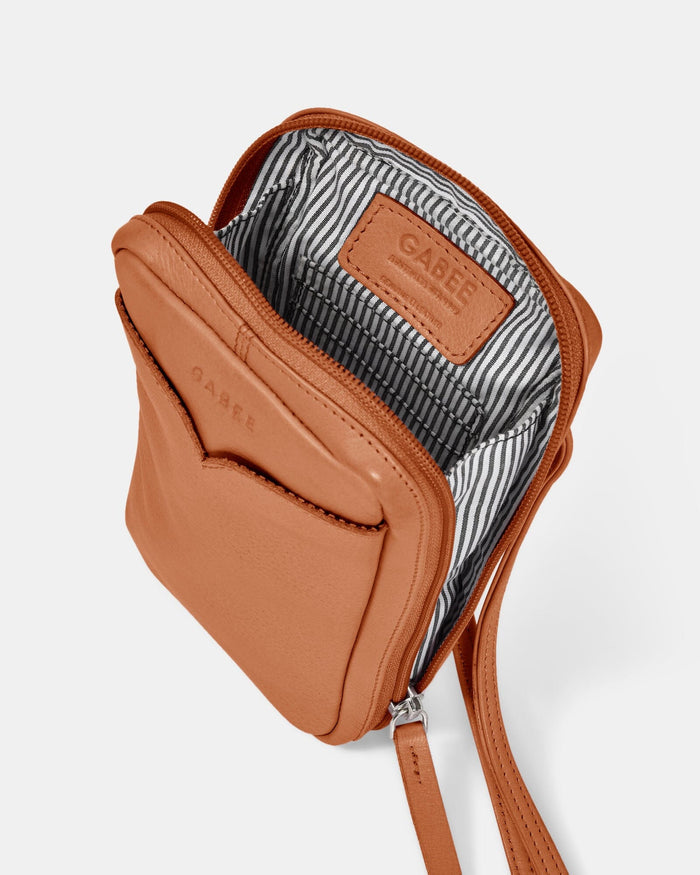 Kyra Leather Compact Carryall Bag - Tan