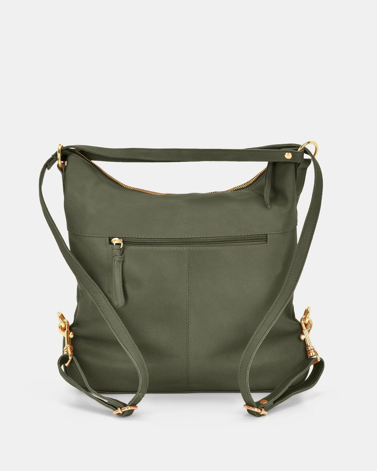 Lacey Leather 2-in-1 Convertible Handbag Backpack - Olive