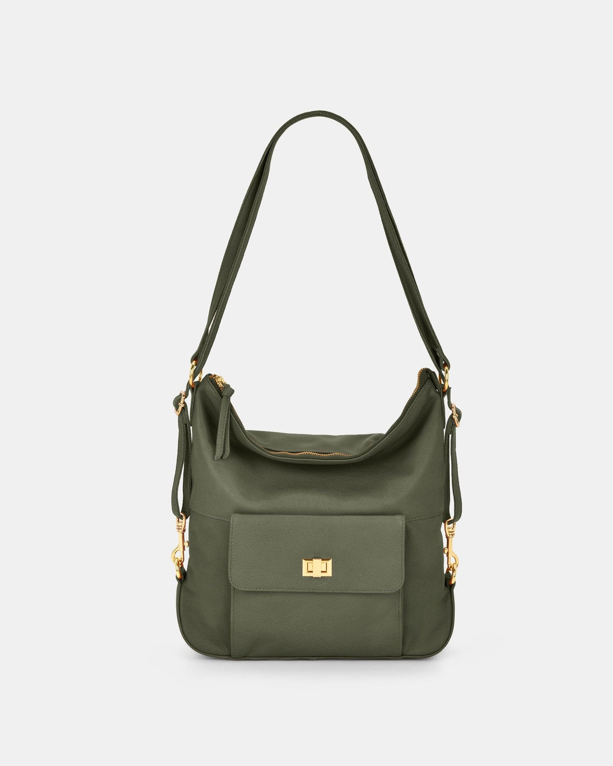 Lacey Leather 2-in-1 Convertible Handbag Backpack - Olive