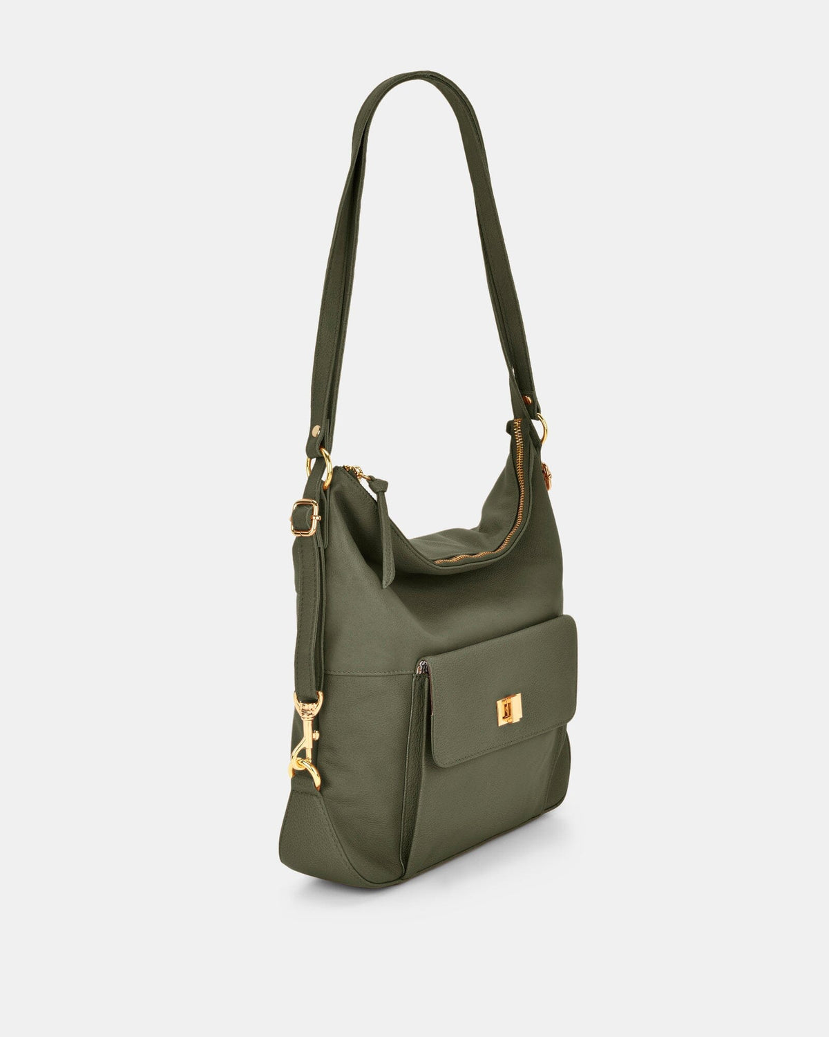 Lacey Leather 2-in-1 Convertible Handbag Backpack - Olive