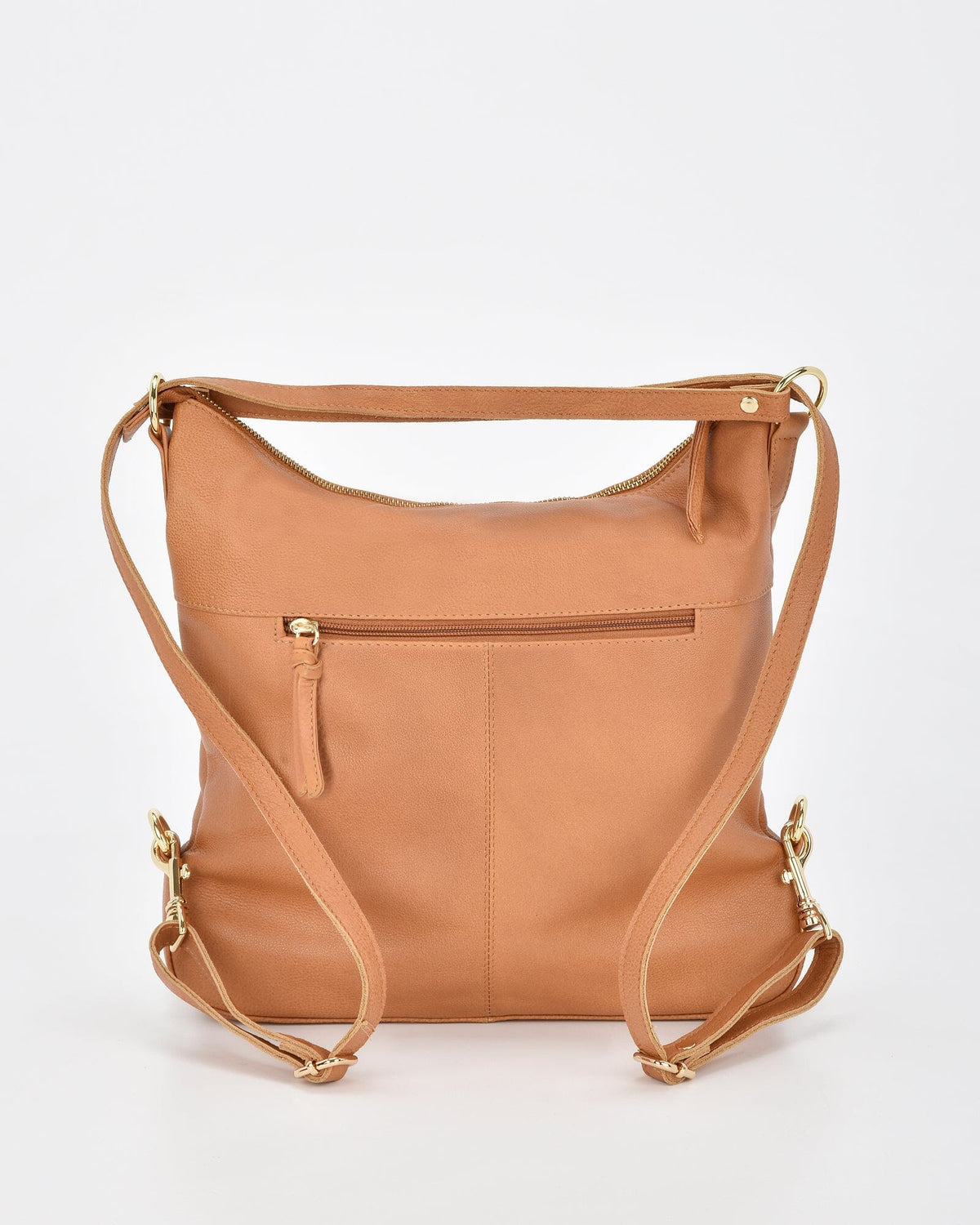 Lacey Leather 2-in-1 Convertible Handbag Backpack - Tan