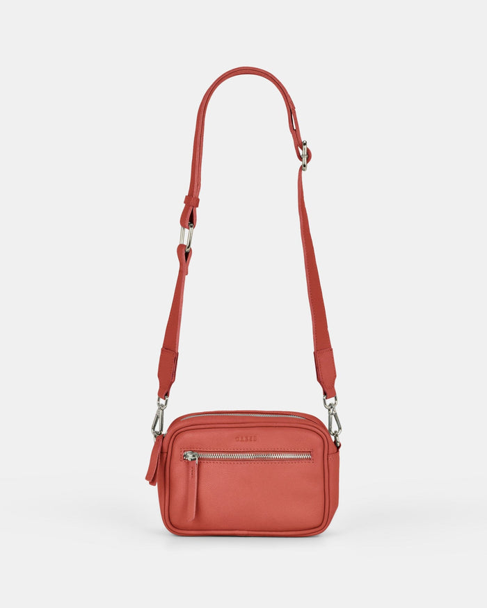Lara Leather Crossbody Bag - Coral