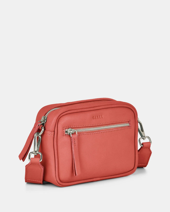 Lara Leather Crossbody Bag - Coral