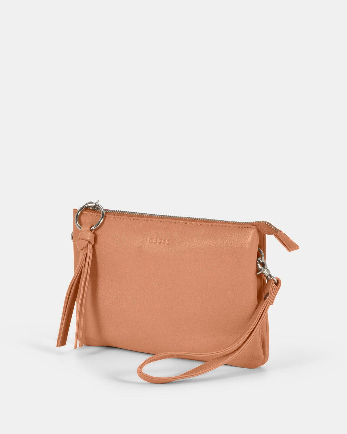 Lily Double Zip Compartment Soft Leather Crossbody Bag - Camel