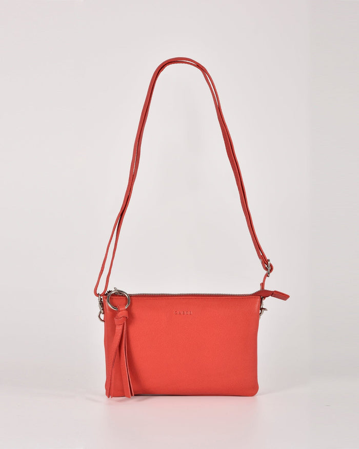 Lily Double Zip Compartment Soft Leather Crossbody Bag