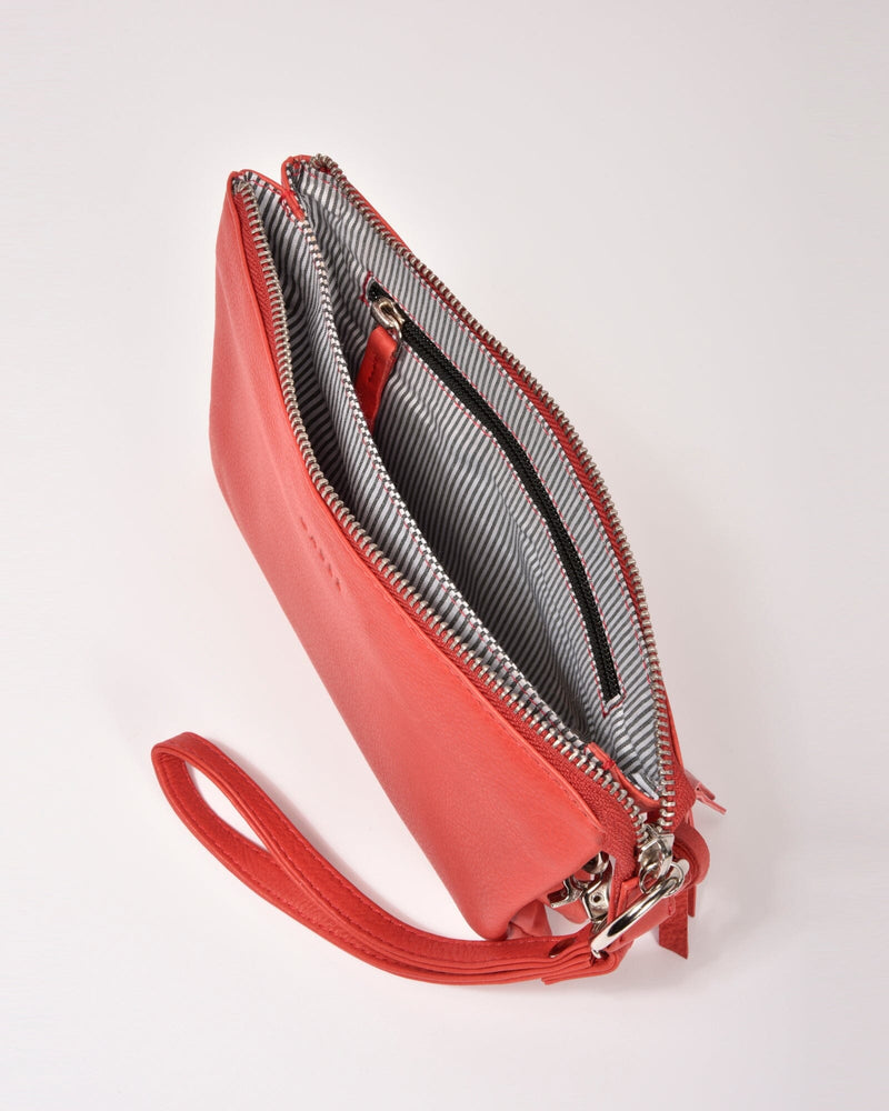 Lily Double Zip Compartment Soft Leather Crossbody Bag