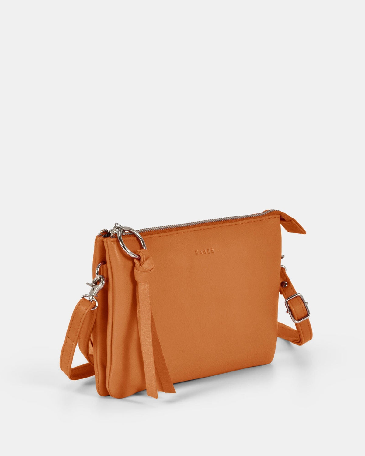 Lily Double Zip Compartment Soft Leather Crossbody Bag - Tan
