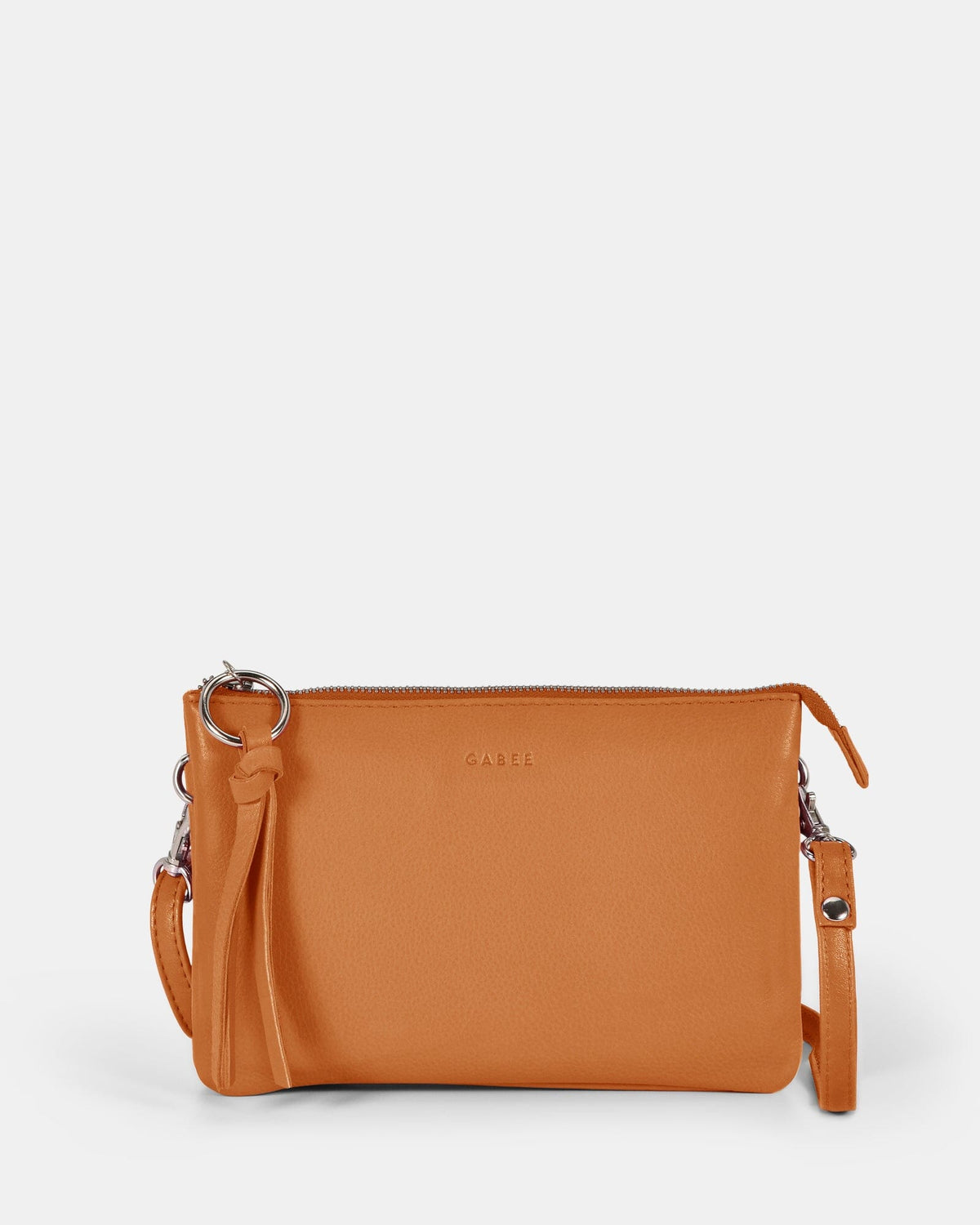 Lily Double Zip Compartment Soft Leather Crossbody Bag - Tan