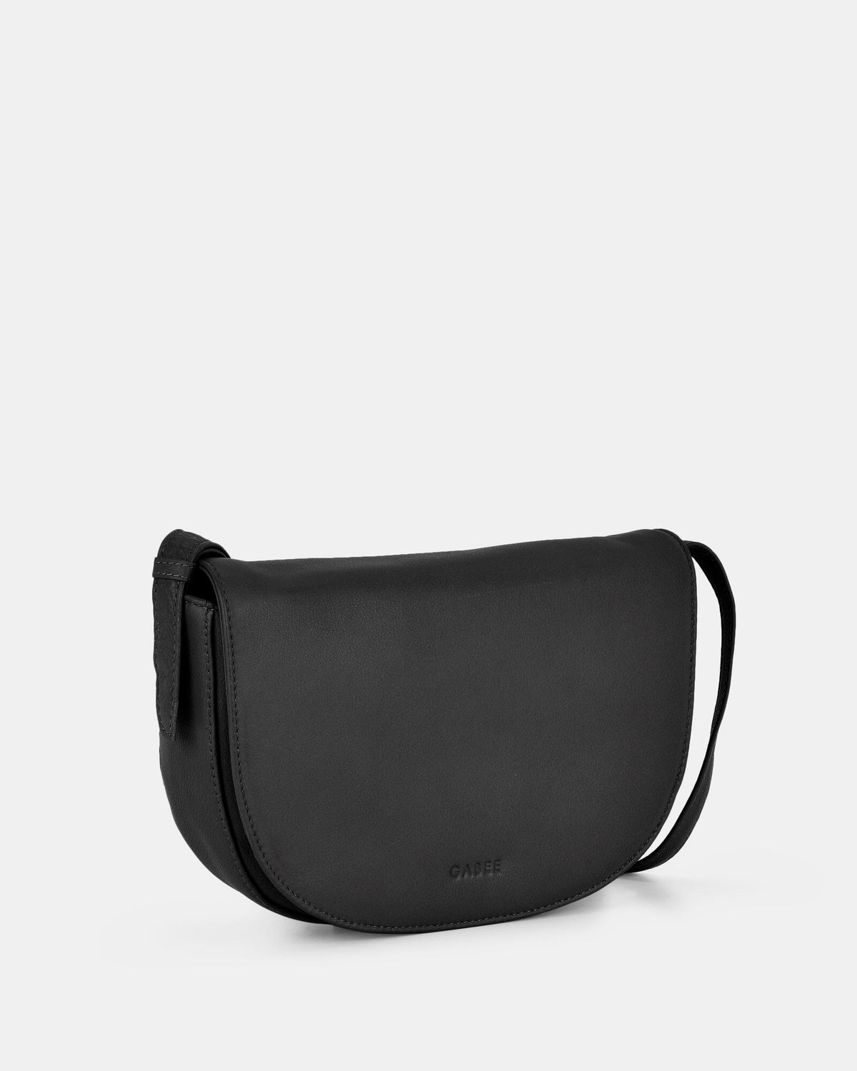 Louise Leather Flap over Crossbody Bag - Black