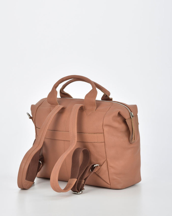 Lucy Leather 2-in-1 Convertible Handbag Backpack - Camel