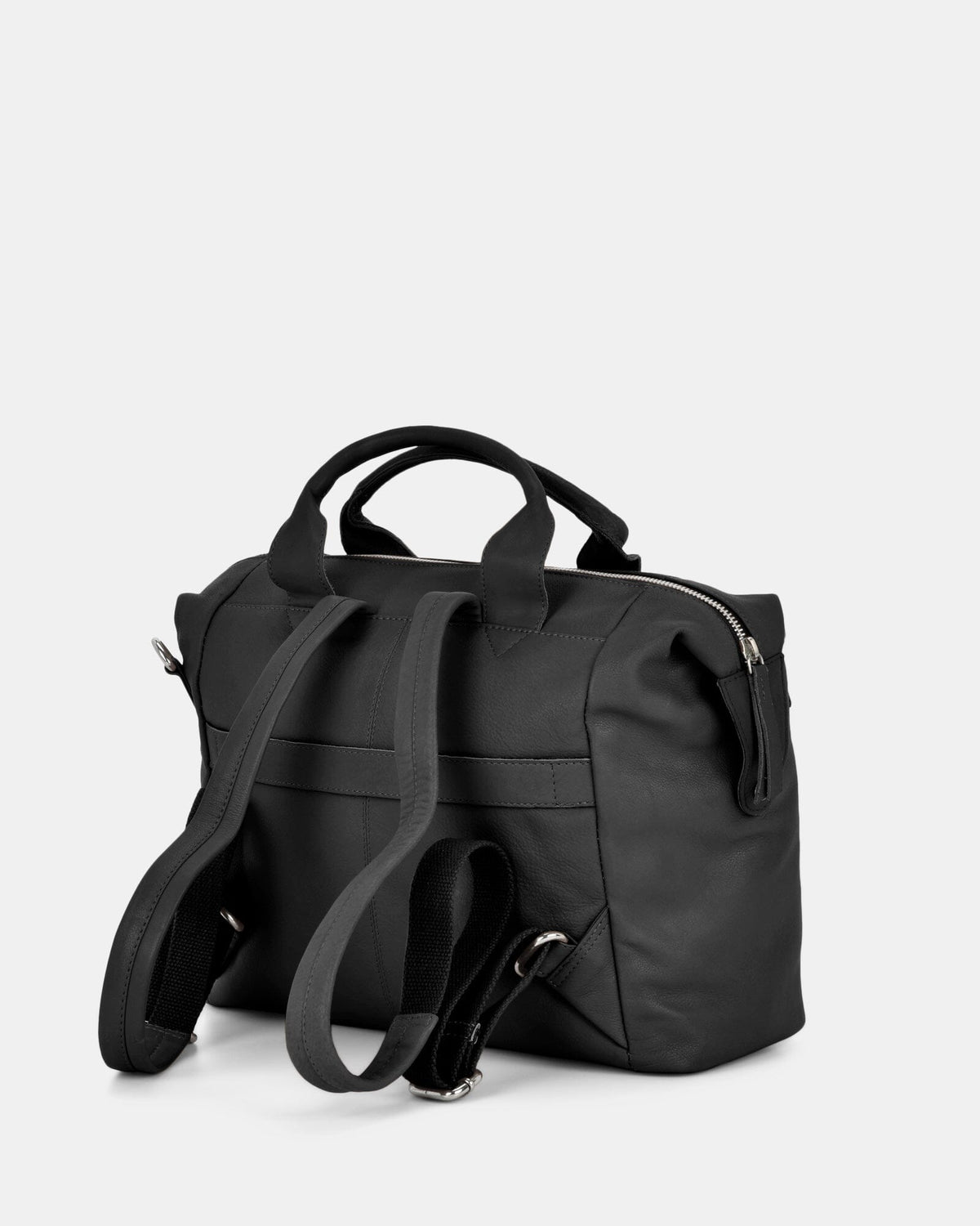 Lucy Leather 2-in-1 Convertible Handbag Backpack - Black