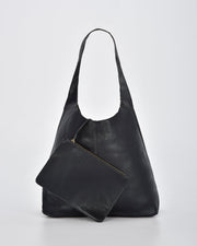 Lynx Patent Leather Hobo With Pouch - Black