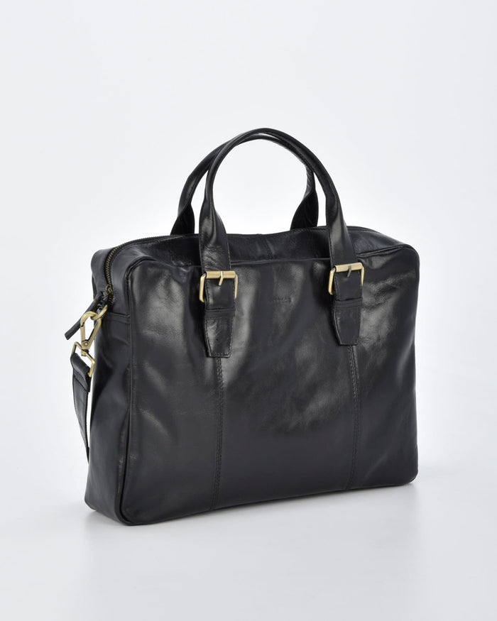 Malvern Leather Business Satchel - Black