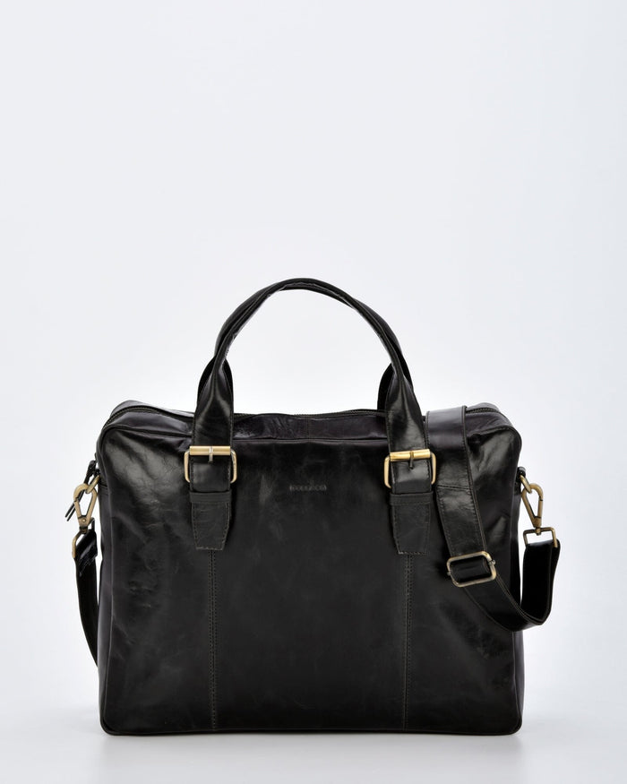 Malvern Leather Business Satchel - Black