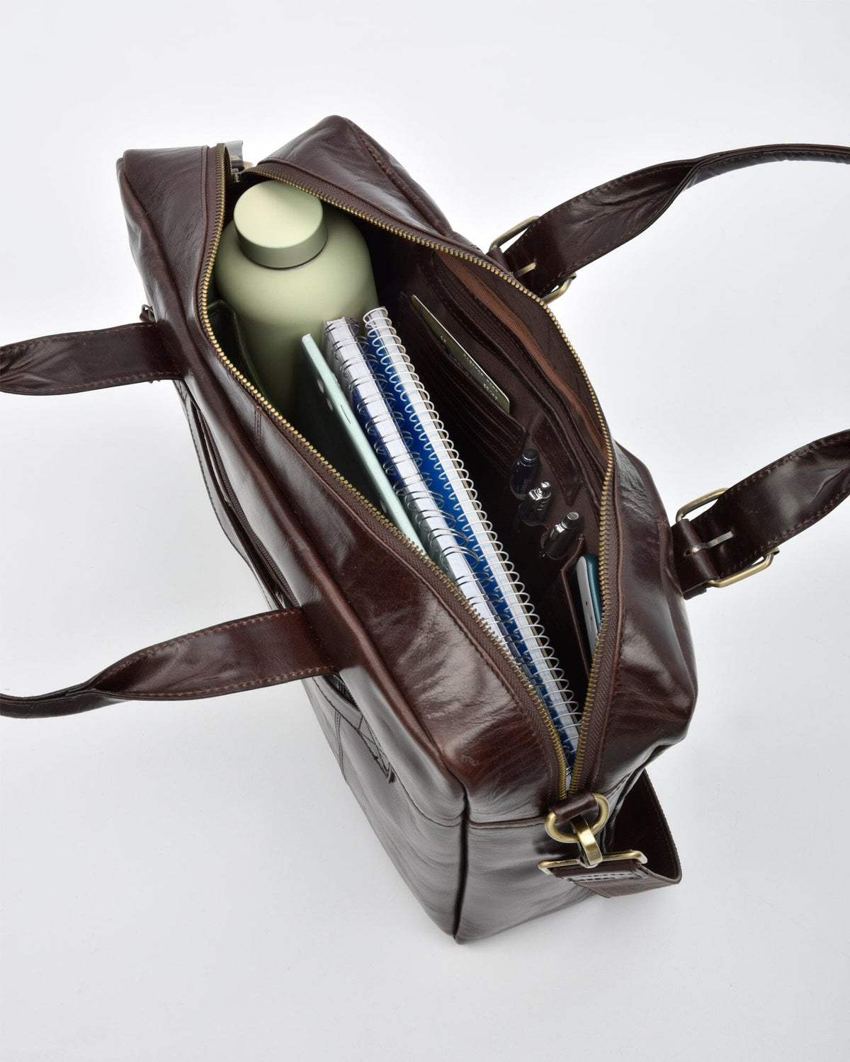 Malvern Leather Business Satchel - Chocolate