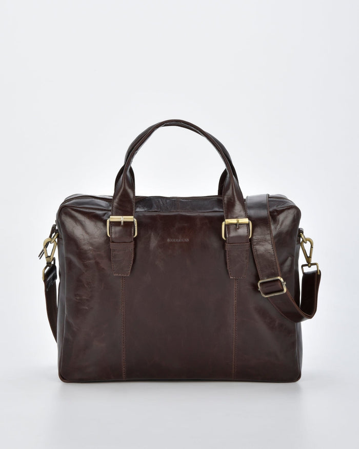 Malvern Leather Business Satchel - Chocolate