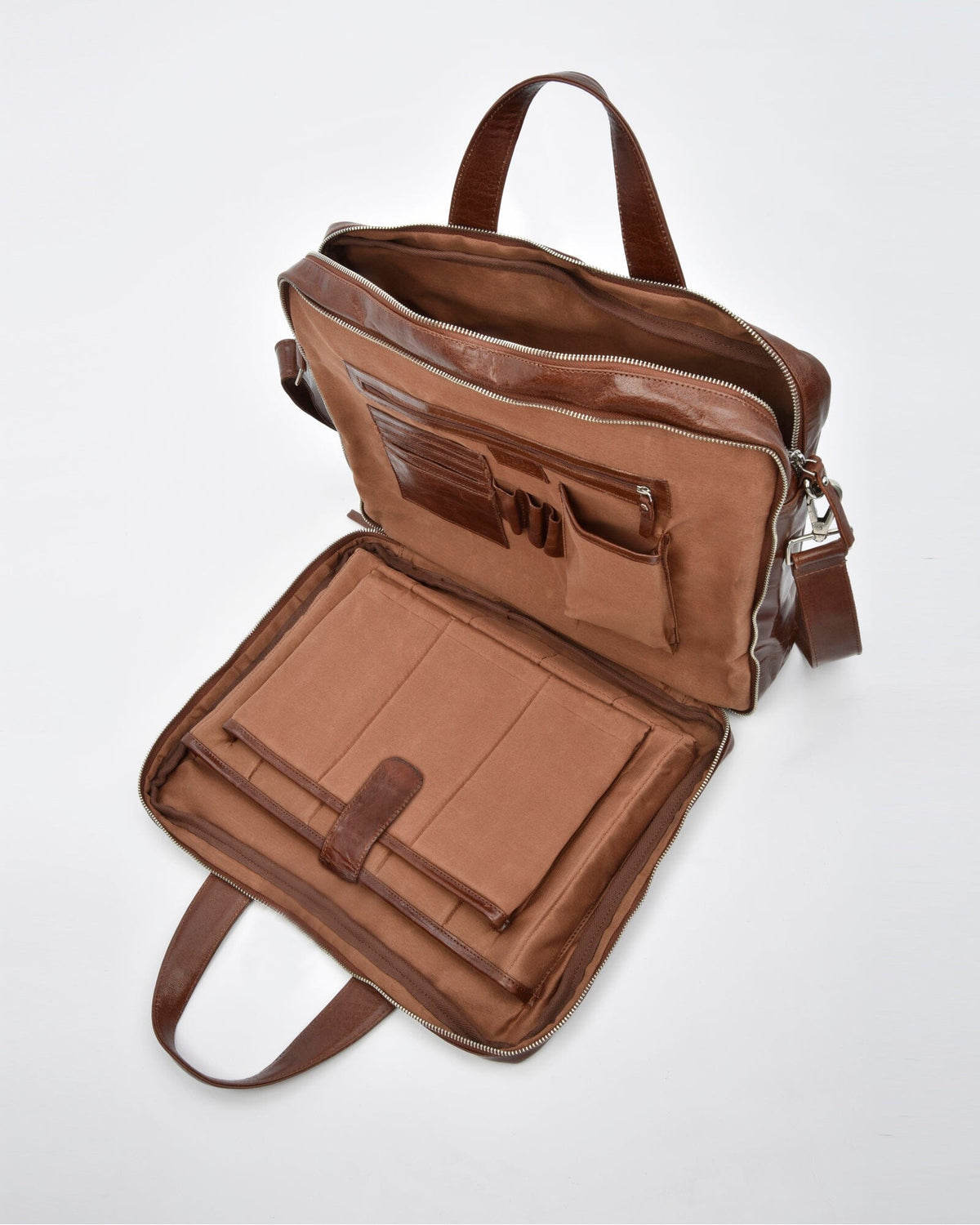 Malvern Leather Business Satchel - Cognac