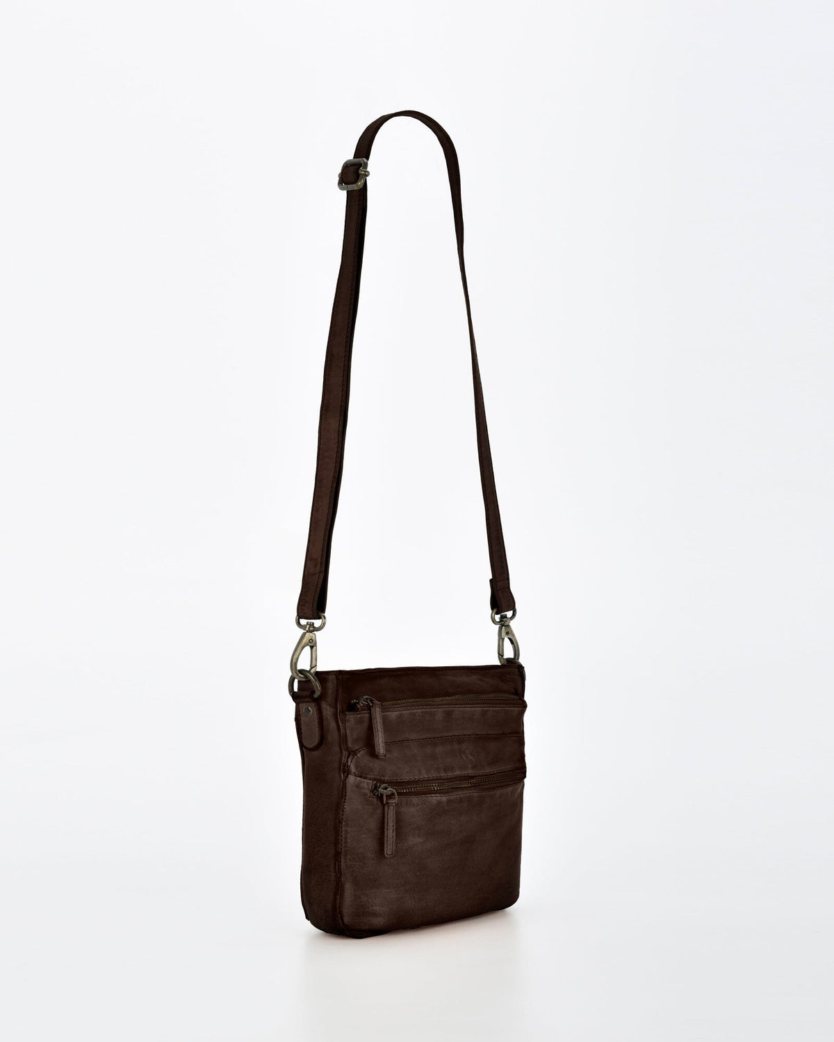 Mawson Rugged Leather 3 Pocket Crossbody - Chocolate