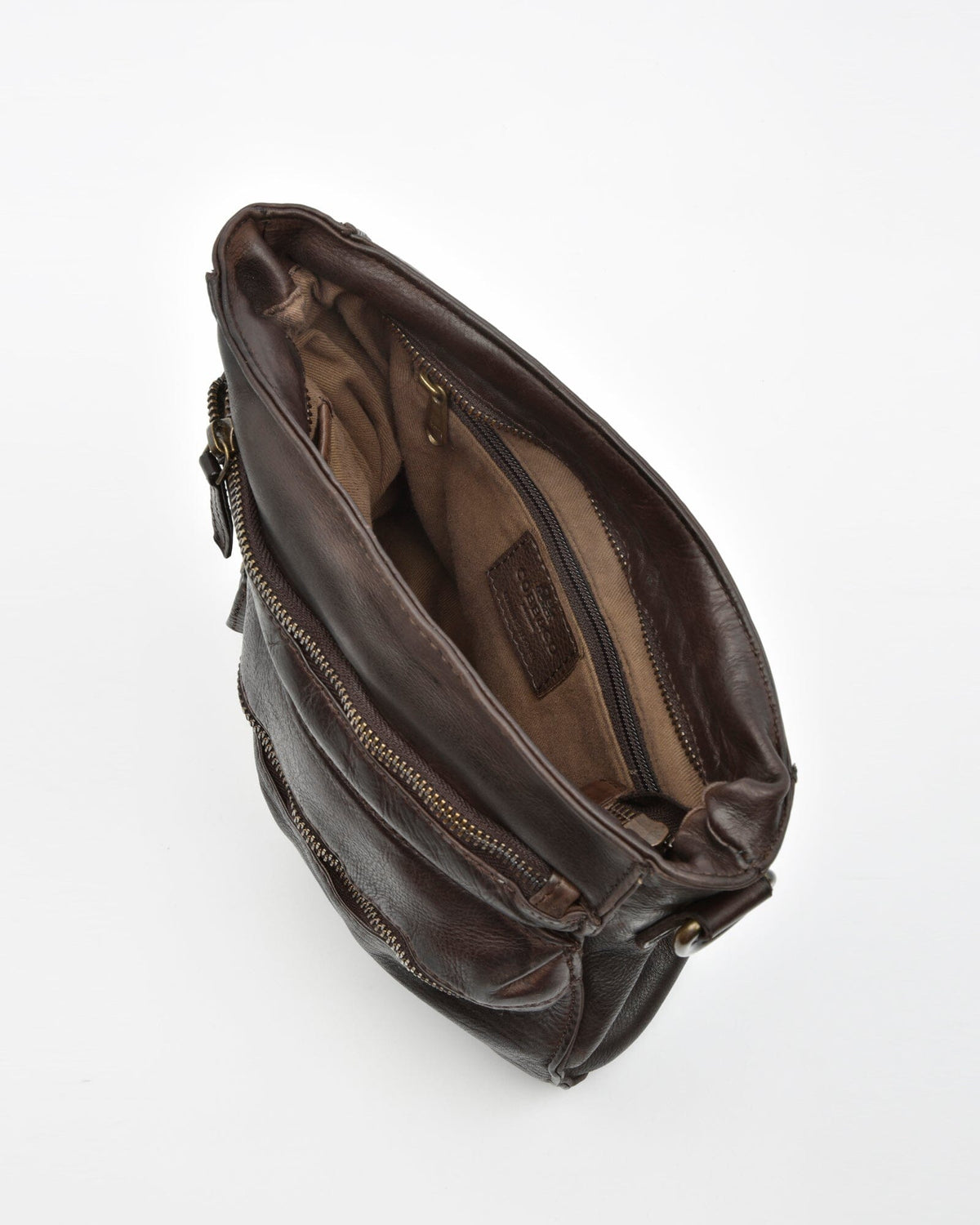 Mawson Rugged Leather 3 Pocket Crossbody - Chocolate
