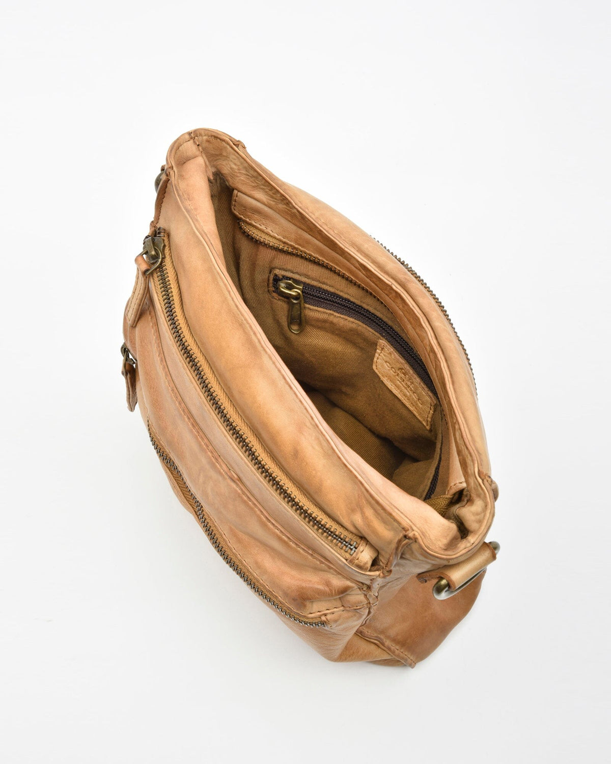 Mawson Rugged Leather 3 Pocket Crossbody - Natural