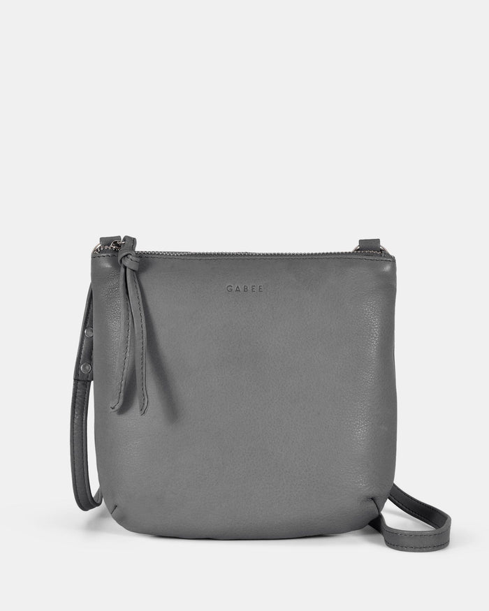 Meadow Soft Leather Pouch Crossbody - Grey
