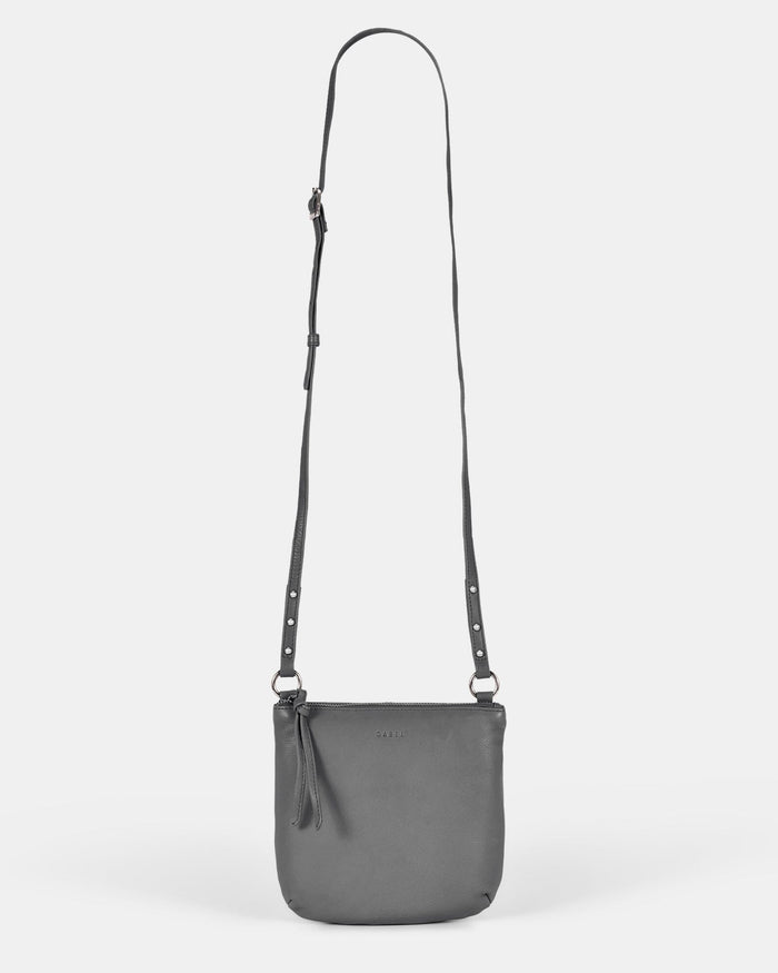 Meadow Soft Leather Pouch Crossbody - Grey