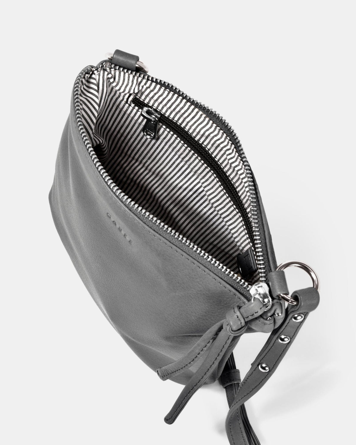 Meadow Soft Leather Pouch Crossbody - Grey