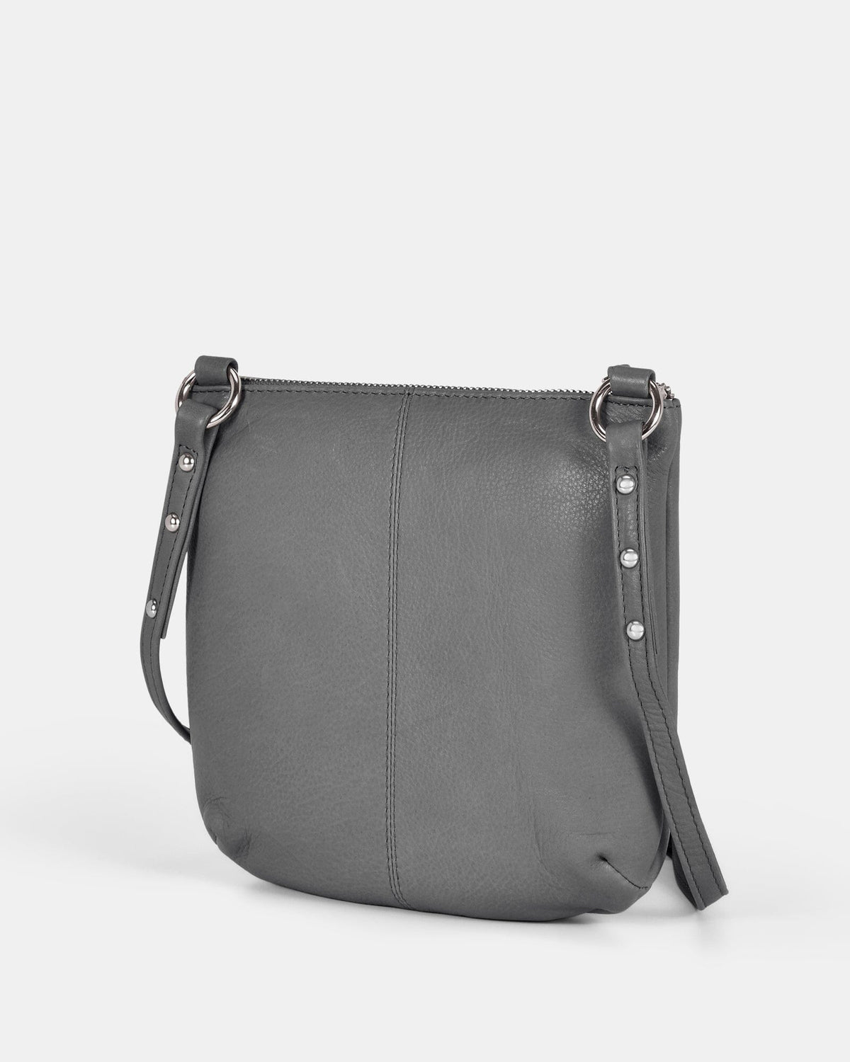 Meadow Soft Leather Pouch Crossbody - Grey
