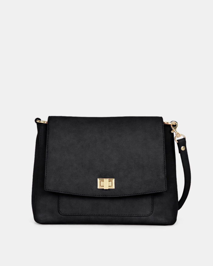 Meranda Soft Leather Crossbody Bag - Black