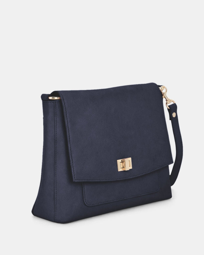 Meranda Soft Leather Crossbody Bag - Navy