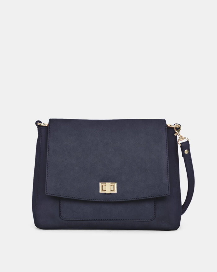Meranda Soft Leather Crossbody Bag - Navy