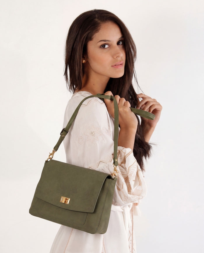 Meranda Soft Leather Crossbody Bag - Olive