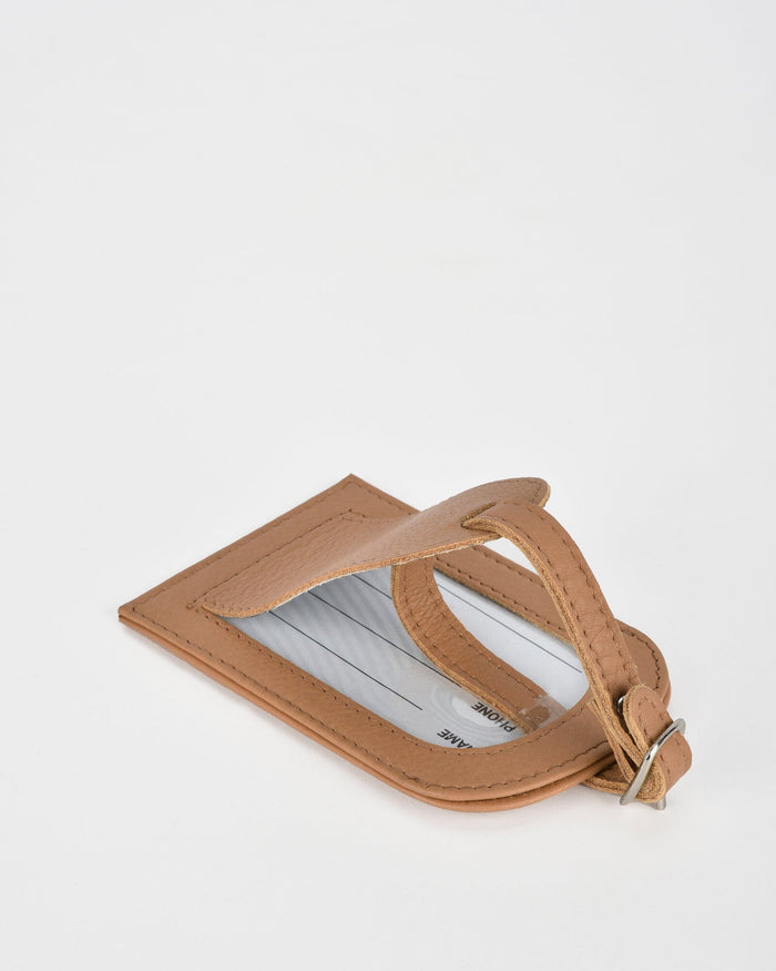Miabella Leather Luggage Tag - Camel