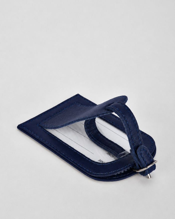 Miabella Leather Luggage Tag - Navy
