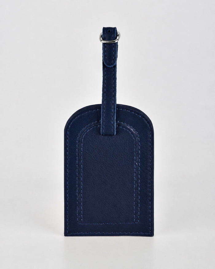 Miabella Leather Luggage Tag - Navy