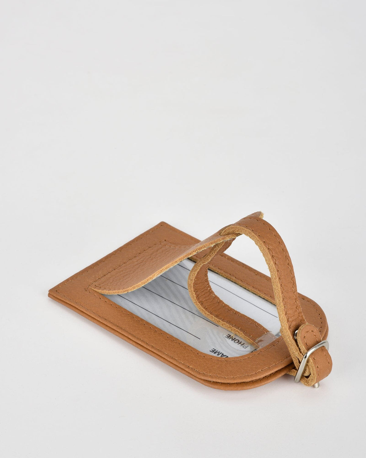 Miabella Leather Luggage Tag - Tan