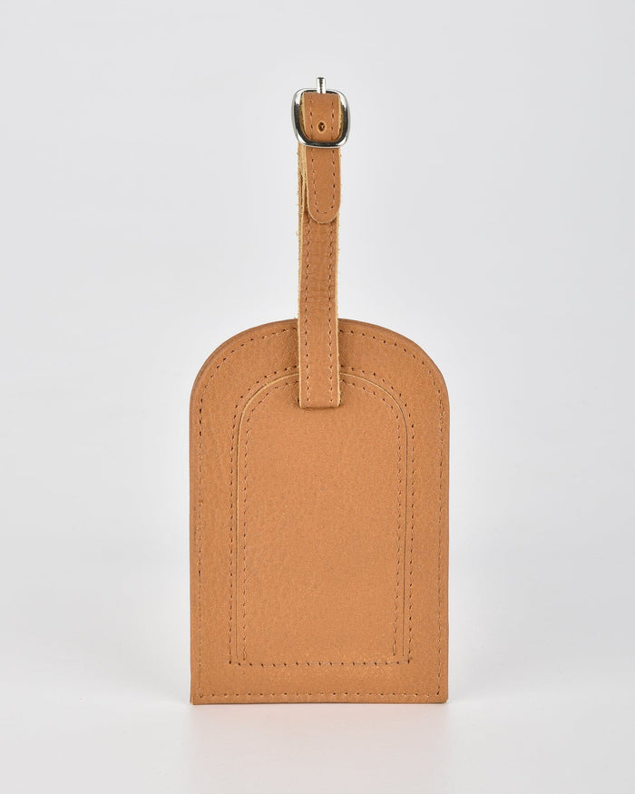 Miabella Leather Luggage Tag - Tan
