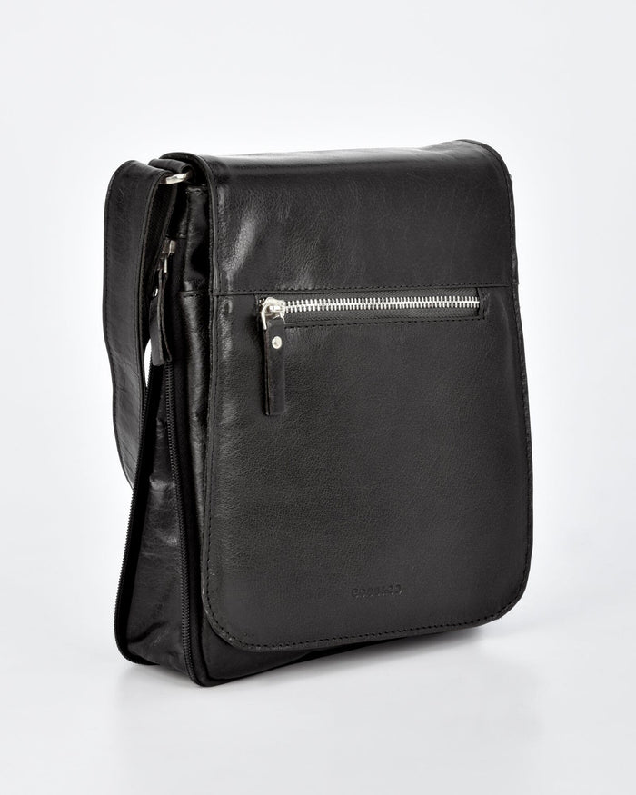 Notting JR. RFID Leather Expandable Satchel - Black