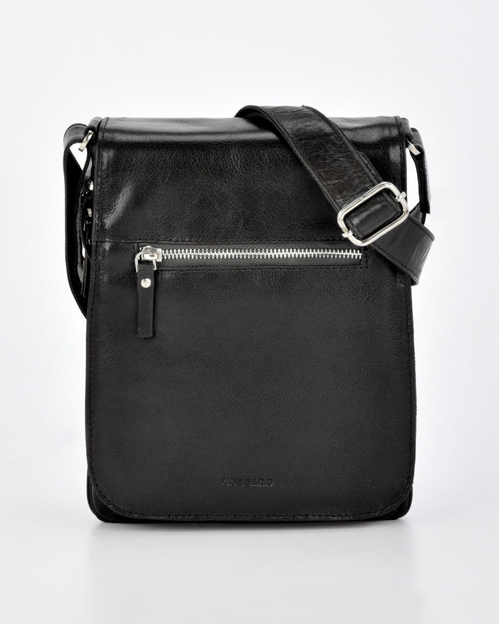 Notting JR. RFID Leather Expandable Satchel - Black