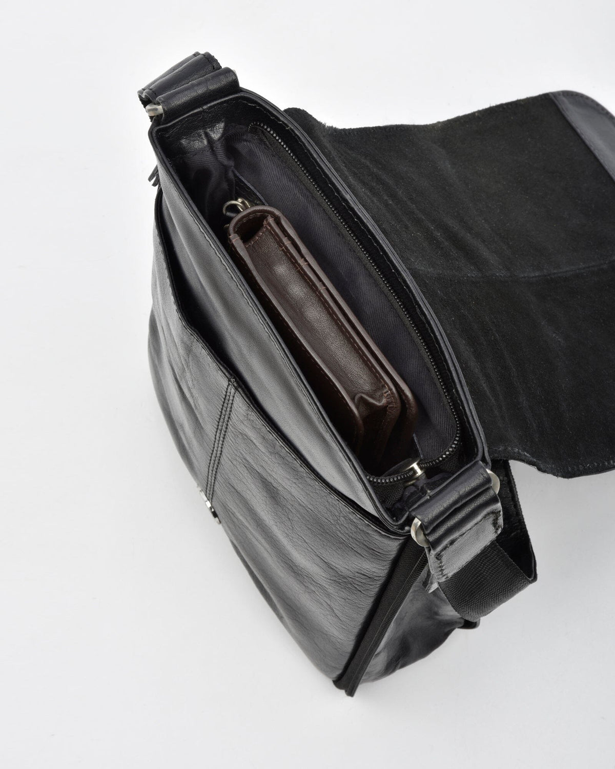 Notting JR. RFID Leather Expandable Satchel - Black