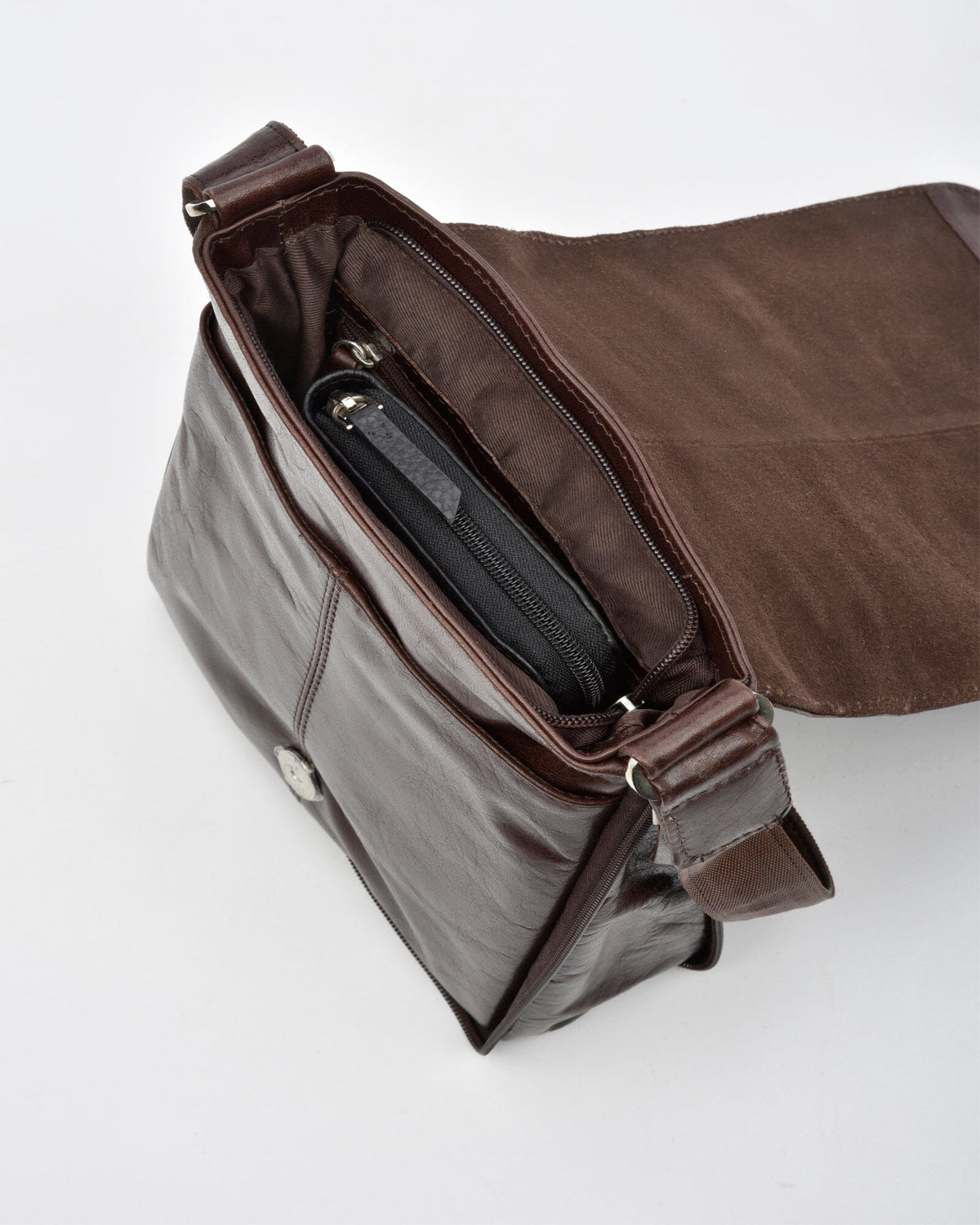 Notting JR. RFID Leather Expandable Satchel - Chocolate