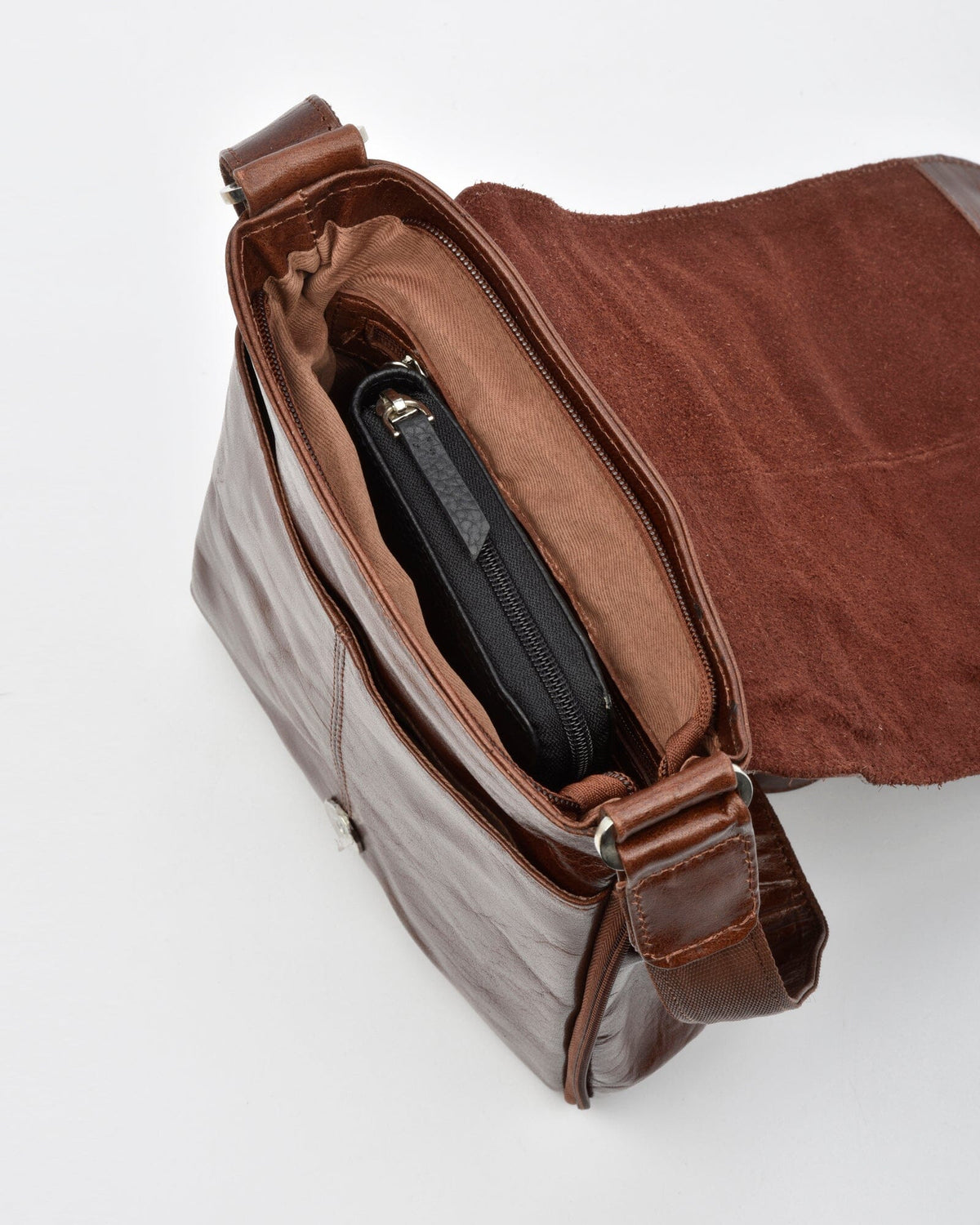 Notting JR. RFID Leather Expandable Satchel - Cognac