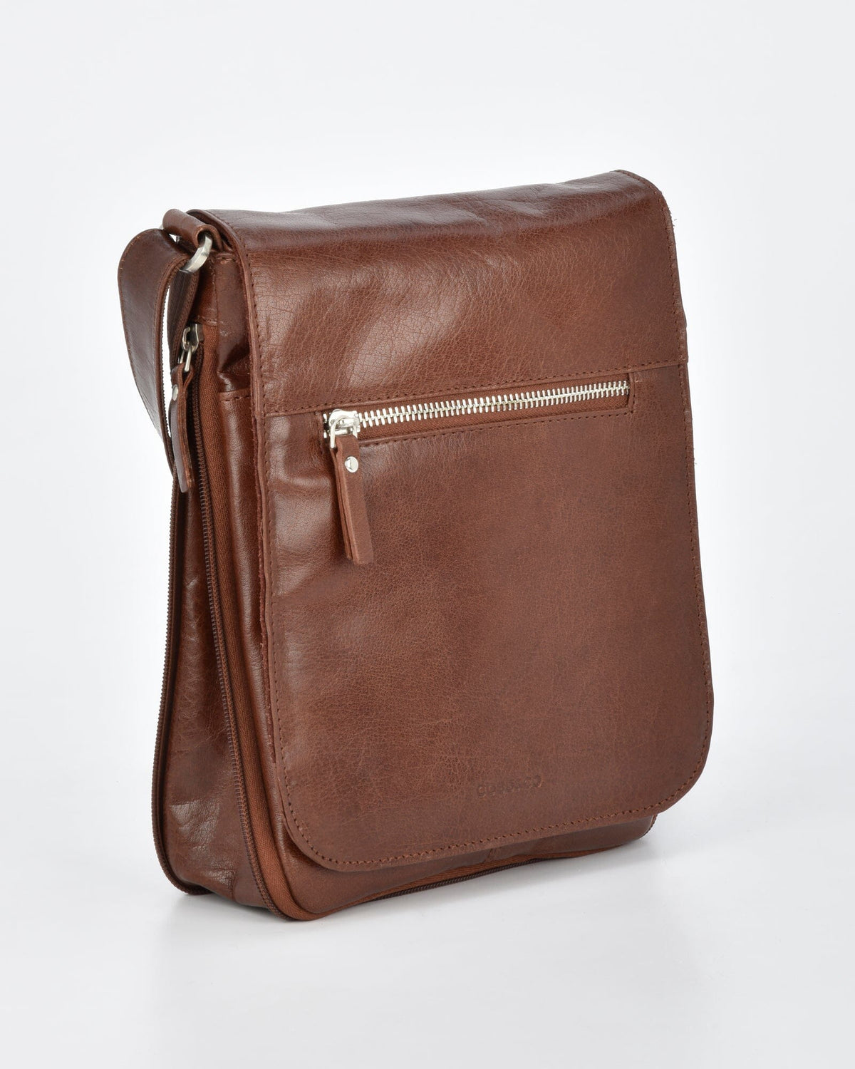 Notting JR. RFID Leather Expandable Satchel - Cognac