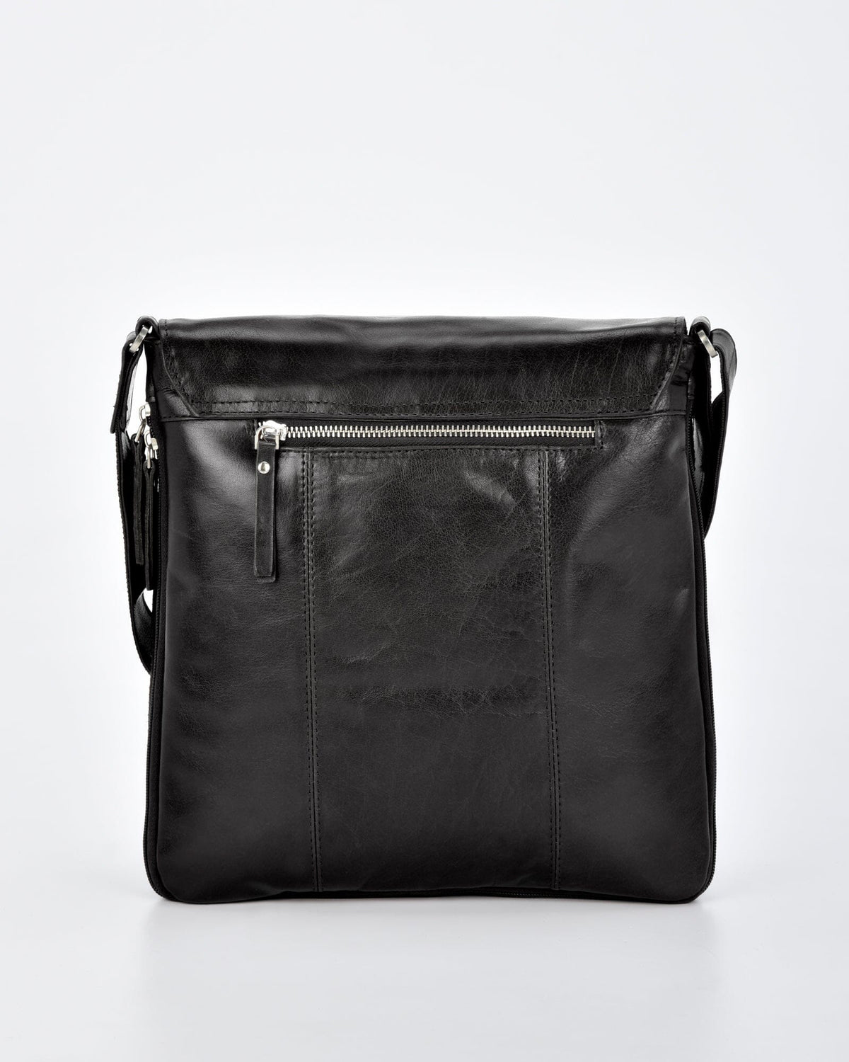 Notting RFID Leather Expandable Satchel (Large) - Black