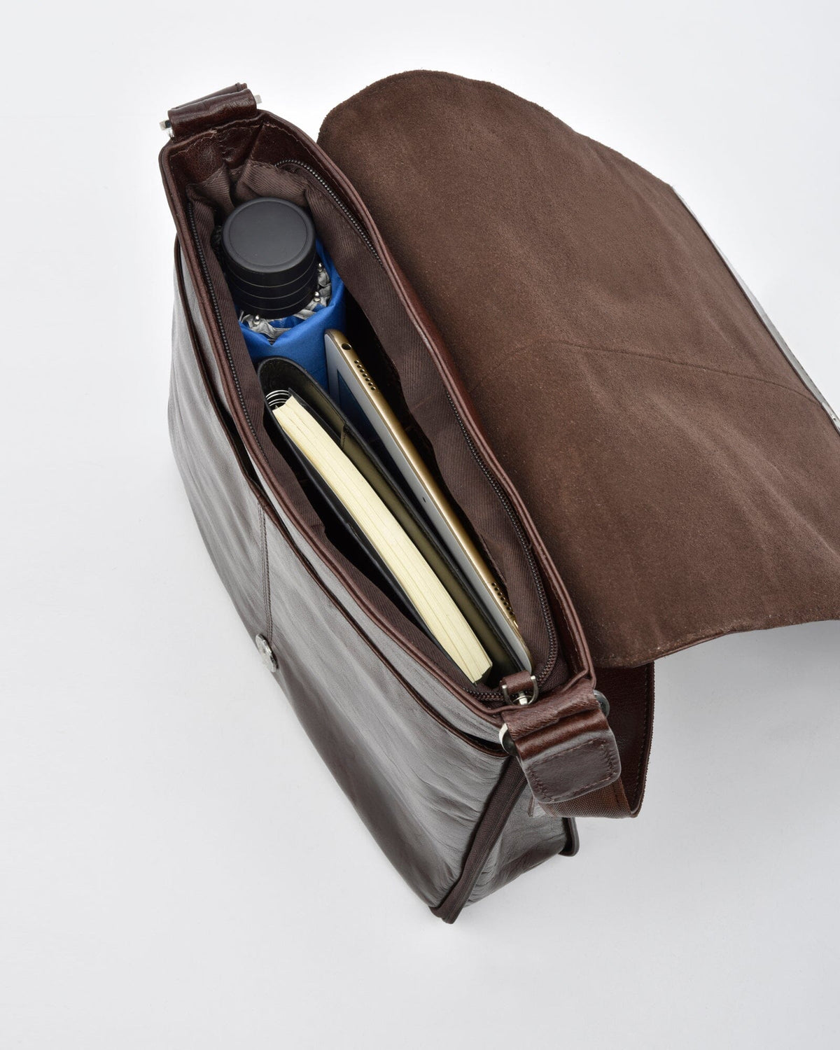 Notting RFID Leather Expandable Satchel (Large) - Chocolate
