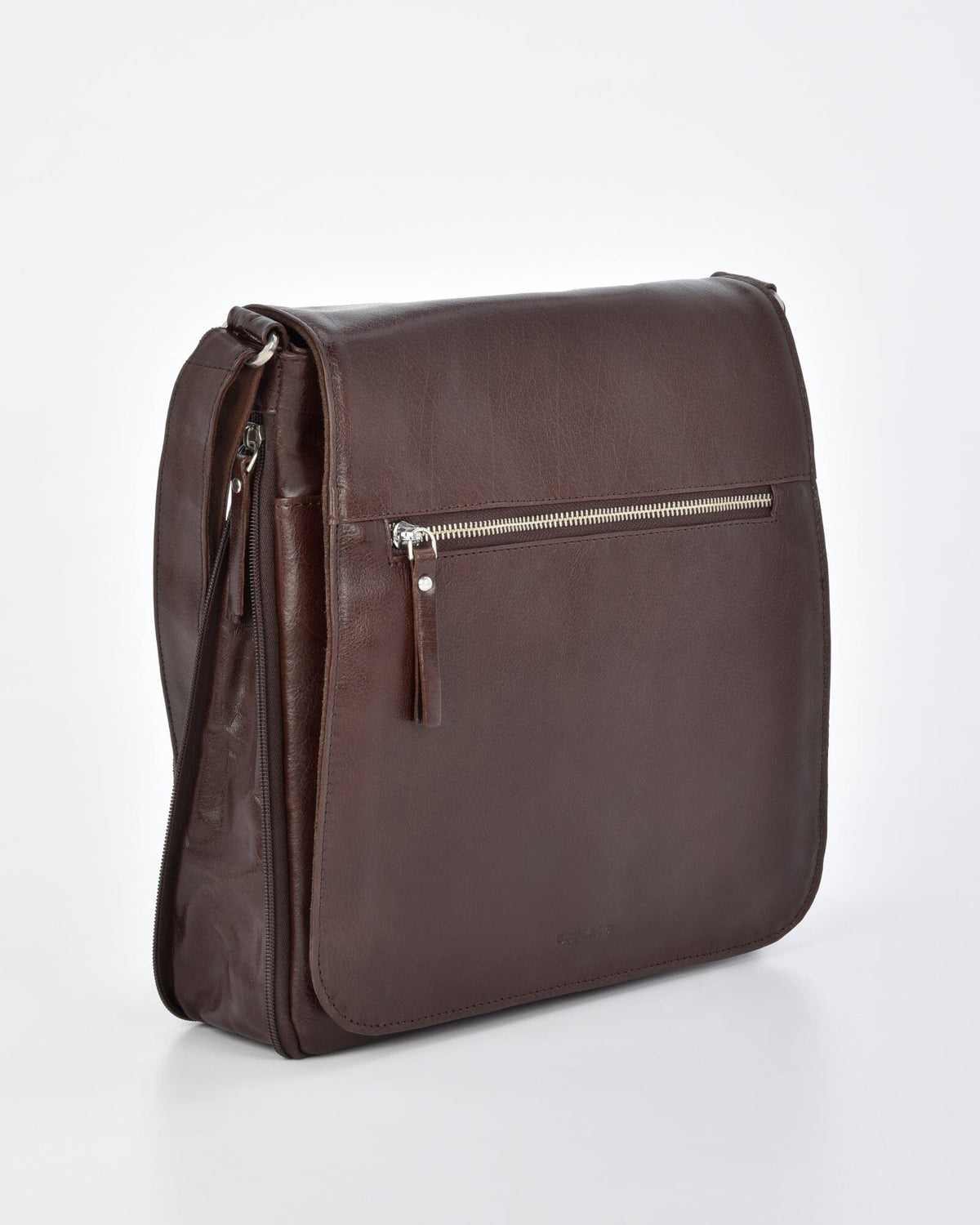 Notting RFID Leather Expandable Satchel (Large) - Chocolate