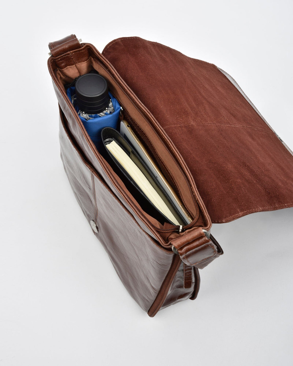 Notting RFID Leather Expandable Satchel (Large) - Cognac