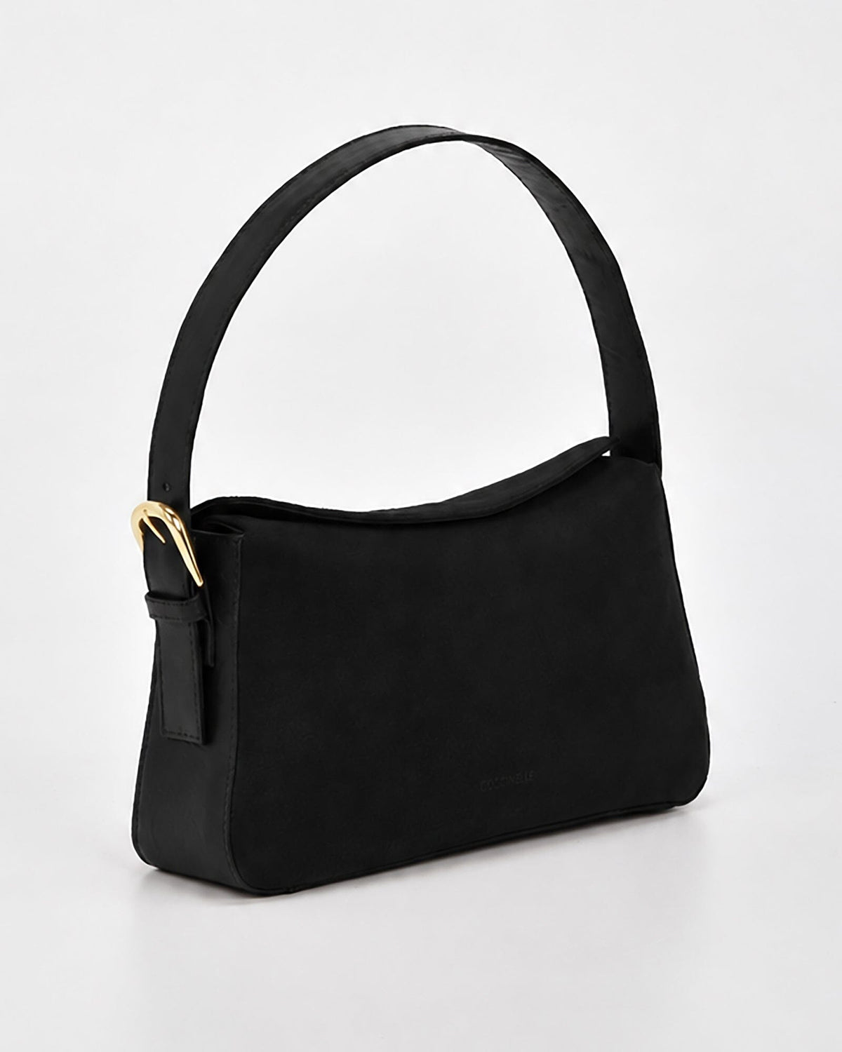Portsea Suede & Leather Shoulder Bag - Black